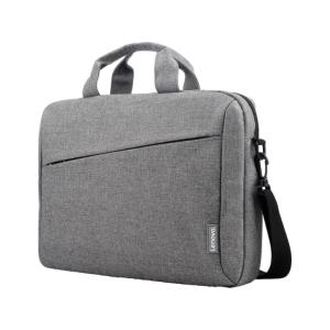 Sacoche Lenovo grise pour ordinateur portable 14–15 pouces, tissu texturé, bandoulière détachable.